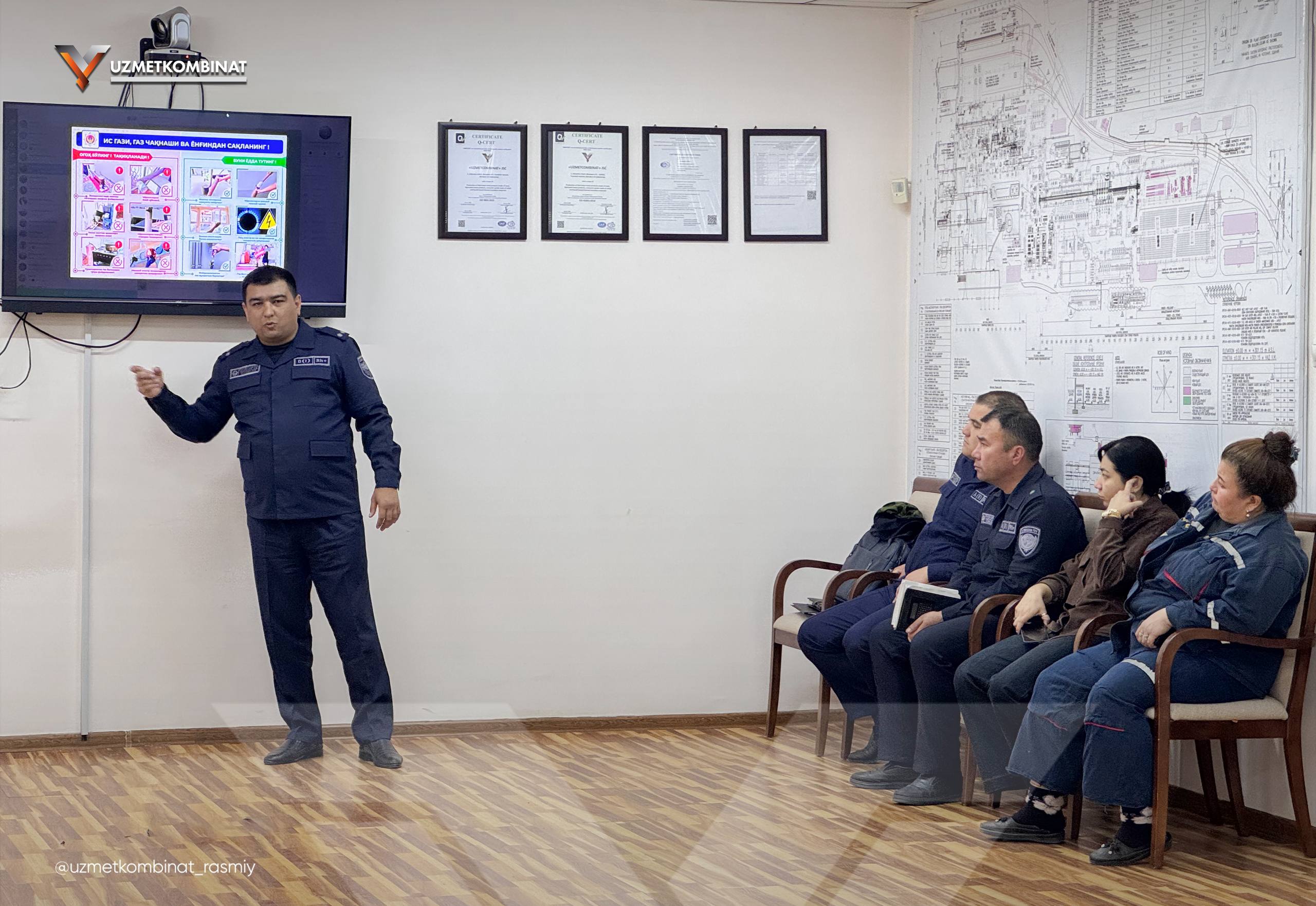 “O‘zmetkombinat” AJda favqulodda vaziyatlarning oldini olish bo‘yicha profilaktik tadbir o‘tkazildi